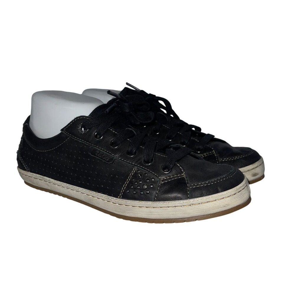 Taos Black Leather Sneakers Womens 9 Rhinestones Embellished Lace Up Curves Pods